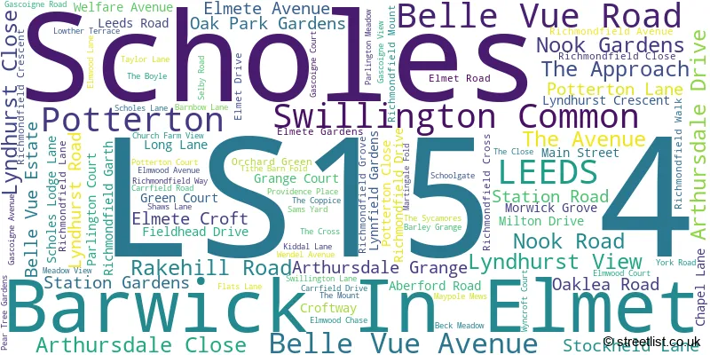 A word cloud for the LS15 4 postcode